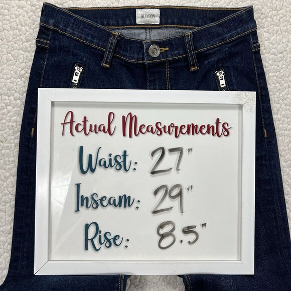 Hudson Moto Jeans Skinny Ankle Zip Pocket Dark Wash Denim Size 27 Y2K Streetwear - Picture 16 of 16